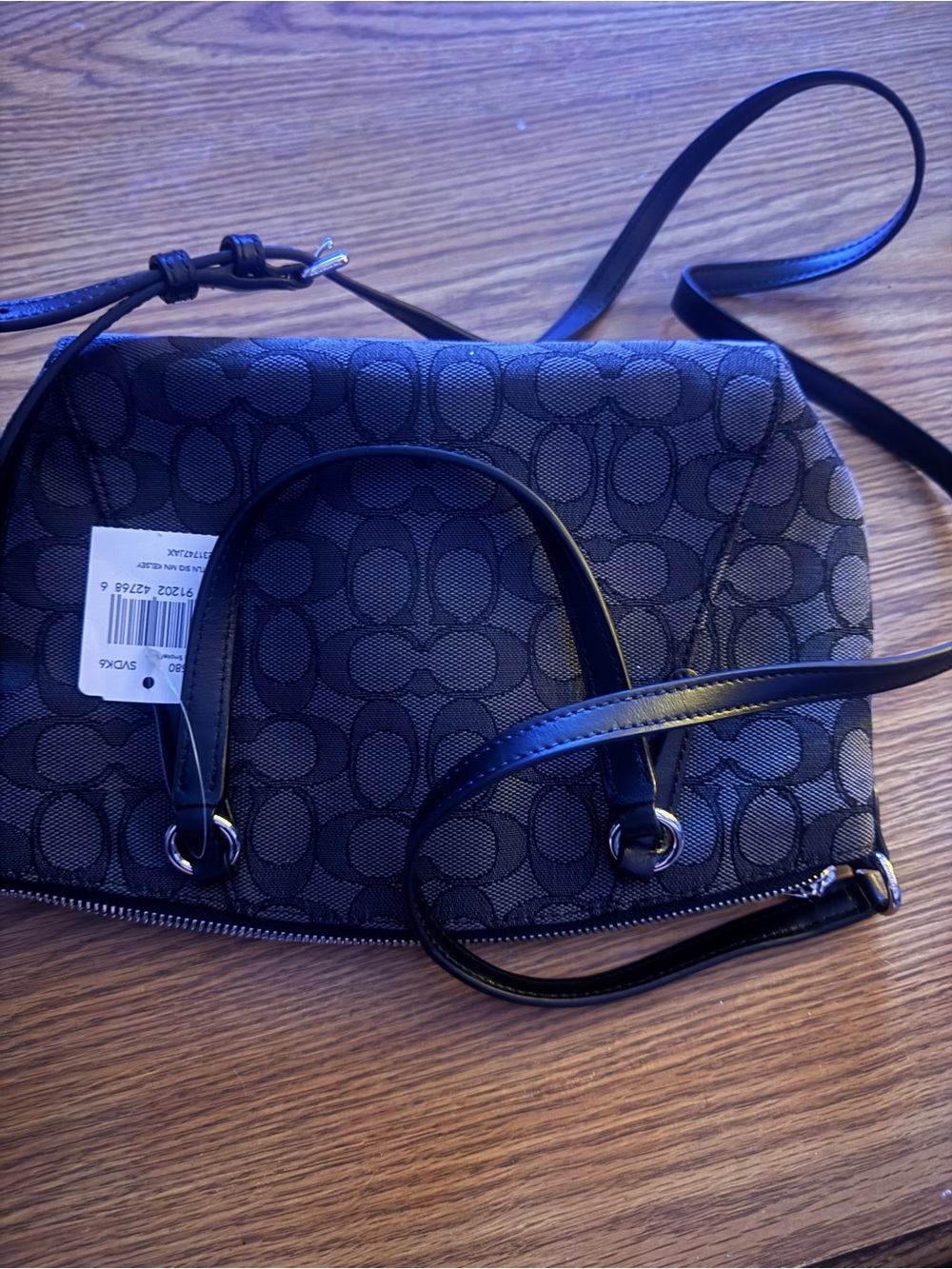 MUST SELL! MAKE ME AN OFFER! NWT Coach Black Signature Crossbody Tote - Picture 2 of 4